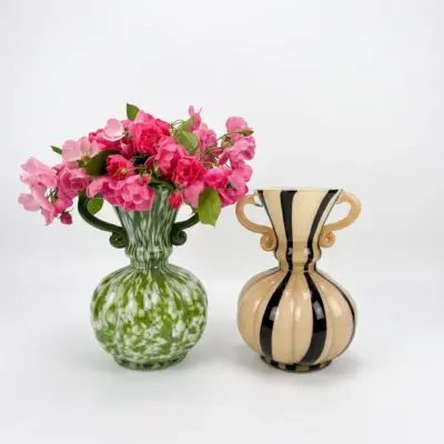 Handcrafted Multicolored Liuli Glass Vase for Luxury Hotel Decor