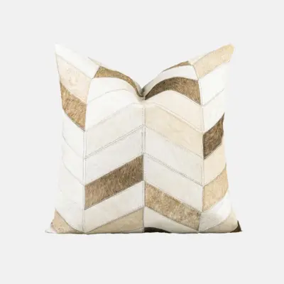Professional Bespoke Genuine Leather and Rabbit Fur Throw Pillow Collection for Luxury Hospitality and High-End Interior Projects – Fully Customizable