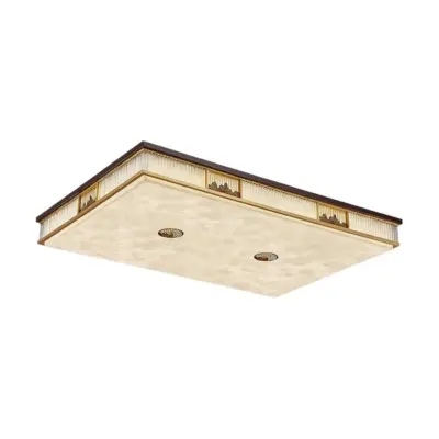 Luxury Oriental Brass and Resin Flush Mount Ceiling Light – Customizable