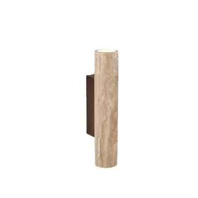 Customizable Travertine LED Wall Sconce Solid Wood Base for Luxury Hotel Corridor
