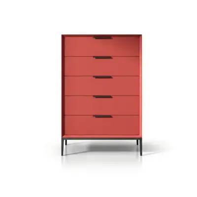 Luxury Modern 5-Drawer Vertical Chest of Drawers for High-End Hotel and Hospitality Suites – Customizable Designer Cabinetry