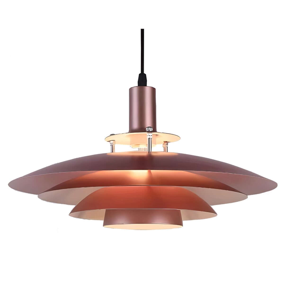 Customizable Brown Multi-Tier Circular LED Pendant Light in Iron