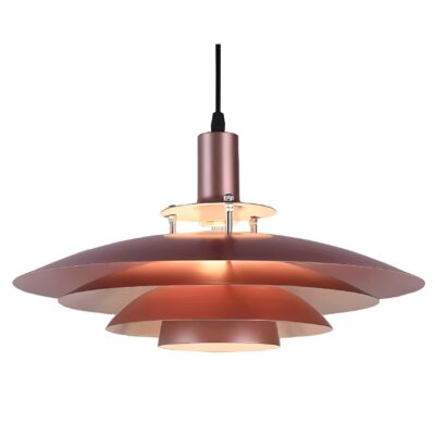 Customizable Brown Multi-Tier Circular LED Pendant Light in Iron