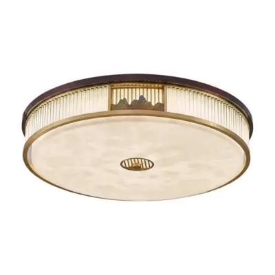 Luxury Oriental Brass and Resin Flush Mount Ceiling Light – Customizable