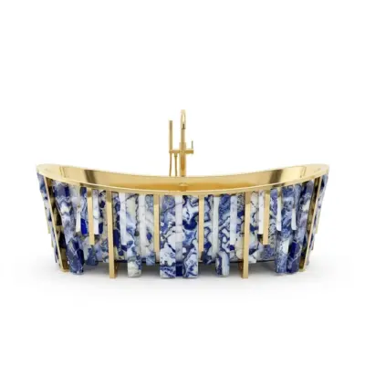 Luxury Blue Agate Stainless Steel Bathtub