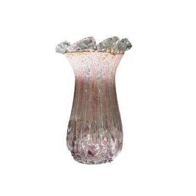 Handcrafted Pastel Pink Liuli Glass Vase for Luxury Hotel Decor