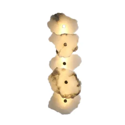 Customizable Alabaster Rectangular Pillar Wall Sconce – Natural Stone Architectural Luminaire with Warm LED for Luxury Hospitality and High-End Boutique Corridor Decor