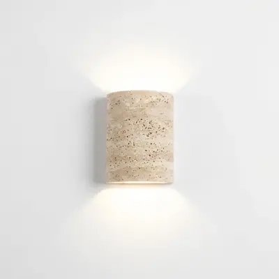 Customizable Alabaster Architectural Shield Wall Sconce – Natural Stone Indoor & Outdoor Luminaire with 3-Color Adjustable LED for Luxury Hospitality and High-End Commercial Facades