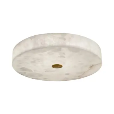 Luxury Alabaster Circular Flush Mount Ceiling Light with Solid Brass Accents – Customizable