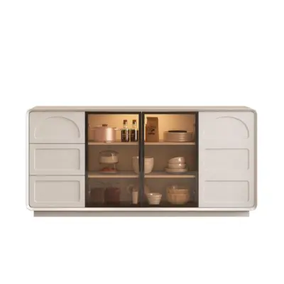 Luxury Modern Sideboard Cabinet with Glass Doors for High-End Hotel Dining and Service Areas – Customizable Premium Sideboard