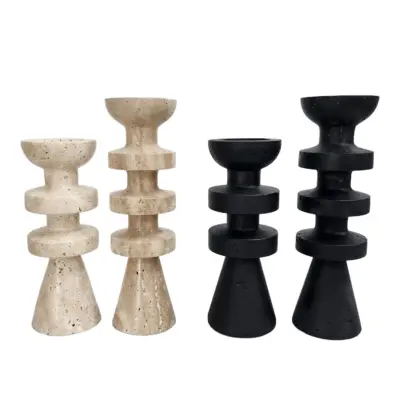 Luxury Custom Marble Candle Holder Set for Upscale Hospitality & Modern Decor
