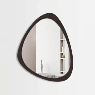 Asymmetric Organic Solid Wood Wall Mirror for Boutique Hotels and Luxury Spas – Customizable Sizes up to 91cm (36″)