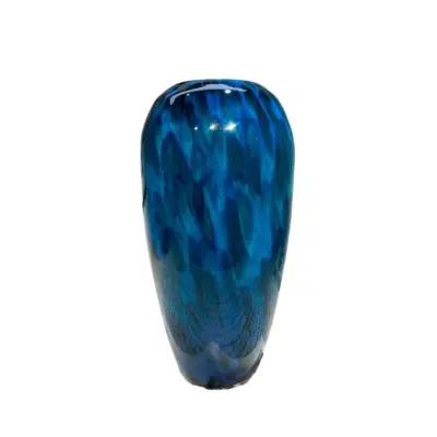 Handcrafted Cobalt Blue Liuli Glass Vase