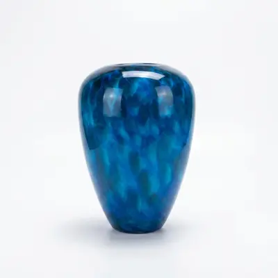 Handcrafted Cobalt Blue Liuli Glass Vase