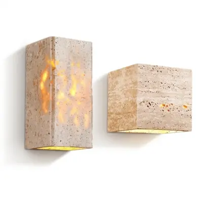 Customizable Travertine IP65 Waterproof LED Wall Sconce – Luxury Natural Stone Outdoor Architectural Light for 5-Star Hotels and High-End Hospitality Facades