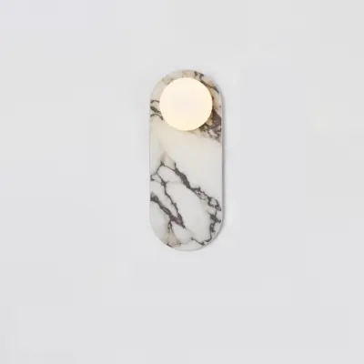 Luxury Carrara Marble and Frosted Glass LED Wall Sconce – Customizable Modern Linear Vanity Light for High-End Hotels and Residences