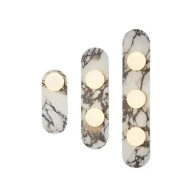 Luxury Carrara Marble and Frosted Glass LED Wall Sconce – Customizable Modern Linear Vanity Light for High-End Hotels and Residences