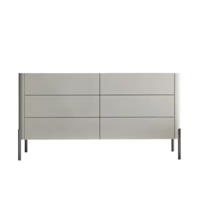 Luxury Modern 6-Drawer Grey Dresser with LED Sensor Lighting and Jewelry Organizer for High-End Hospitality – Customizable Designer Chest