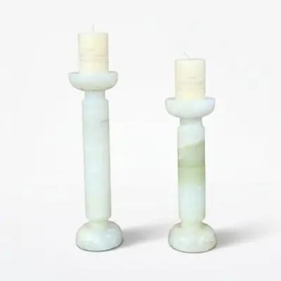 Luxury Custom Marble Candle Holder in White Jade for Upscale Hotels and Boutique Interiors