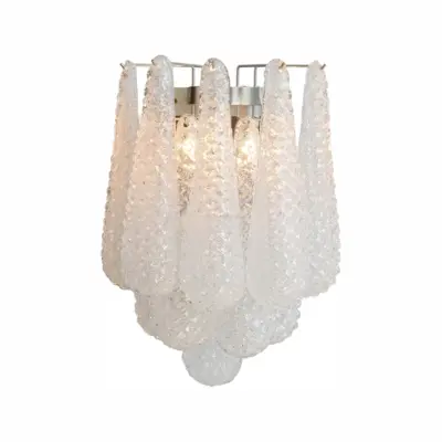 Luxury Hand-Blown Textured Glass Waterfall Sconce – Modern Customizable Iron Art Wall Light for Grand Hotels and High-End Hospitality Suites