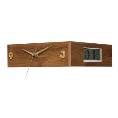 Natural Wood Corner Wall Clock: Customizable Dual-Sided Timepiece for Hospitality & Luxury Decor