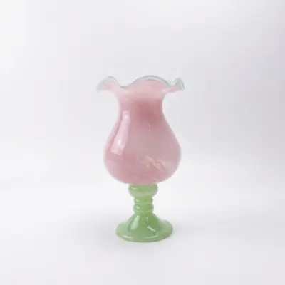 Handcrafted Ruffled Rim Liuli Glass Vase