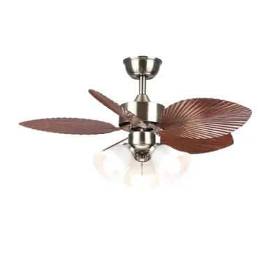 Premium Tropical Ceiling Fan with Light – Vintage Palm Leaf Decorative Fan Lamp for Luxury Resorts, Boutique Hotels, and Colonial-Style Interiors