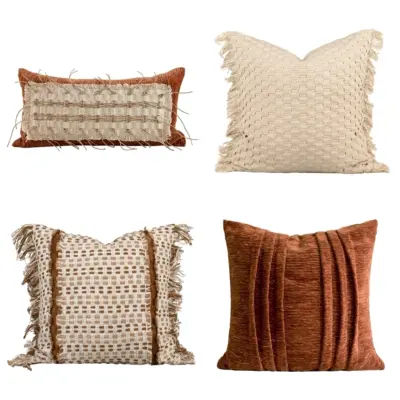 Bespoke Artisan Woven Texture Throw Pillow Collection for Luxury Hospitality and High-End Commercial Interiors