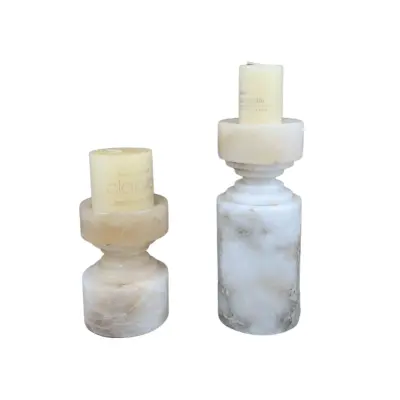 Luxury Custom Marble Candle Holder in White Jade for High-End Hotels and Bespoke Decor