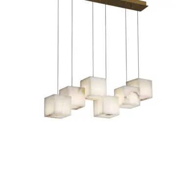 Modern Alabaster Cube Multi-Light Pendant – Custom B2B Luxury Lighting