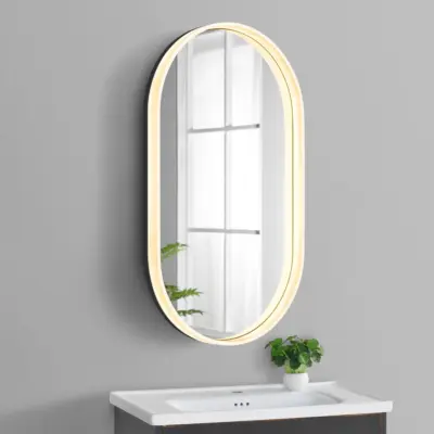 Luxurious Backlit LED Wall Mirror with Smart Defogger and Acrylic Diffuser for Five-Star Hotels