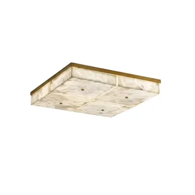 Luxury Modular Alabaster and Stainless Steel Grid Ceiling Light – Customizable