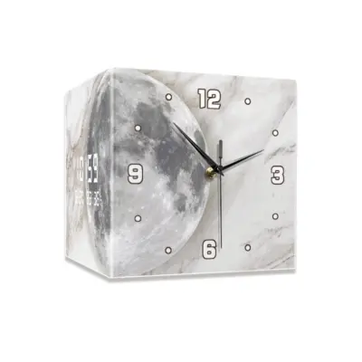 Lunar Marble Corner Wall Clock: Customizable Dual-Sided Timepiece for Luxury Hotels