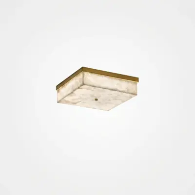 Luxury Modular Alabaster and Stainless Steel Grid Ceiling Light – Customizable