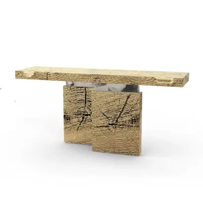 Luxury Modern Sculptural Metal Entryway Console Table with Customizable Finishes for High-End Hospitality, Boutique Hotel Lobbies, and Premium Commercial Interiors