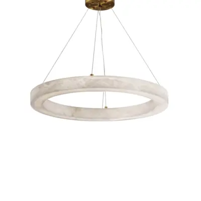 Luxury Brass Alabaster Ring Chandelier – Custom B2B Modern Pendant Light
