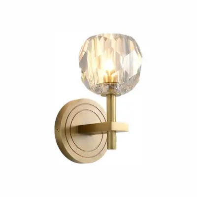 Luxury Champagne Gold Crystal LED Wall Sconce – Modern Customizable Iron Art Vanity Light for Upscale Hotel Guestrooms and Service Apartments