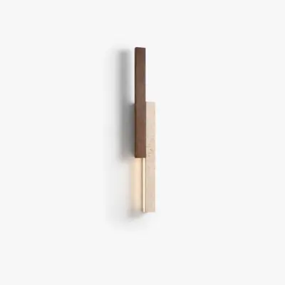 Customizable Travertine Linear LED Wall Sconce – Full Spectrum Natural Stone Architectural Luminaire with 3-Color Adjustable Lighting for Luxury Hospitality and High-End Interior Decor