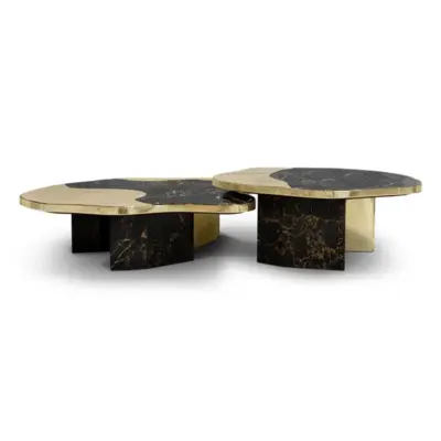 Organic Black & Gold Nesting Table Set