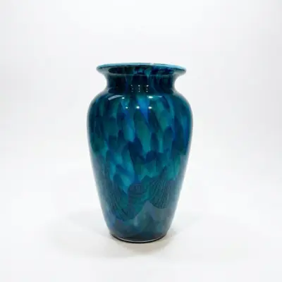 Handcrafted Deep Azure Liuli Glass Vase for Luxury Hotel Decor