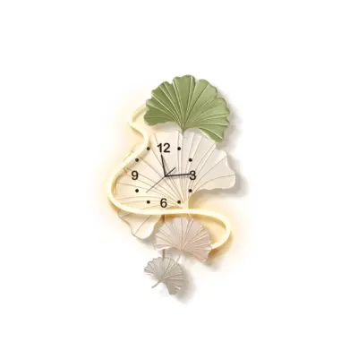 Luxury Ginkgo Leaf LED Wall Clock: Customizable Artistic Timepiece for 5-Star Hotel Lobbies