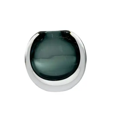 Handcrafted Smoke Grey Liuli Glass Vase