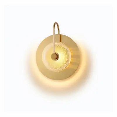 Luxury Orbital Glass and Iron LED Wall Sconce – Modern Customizable Disk Vanity Light for Upscale Hotels, Lounges, and Boutique Interiors