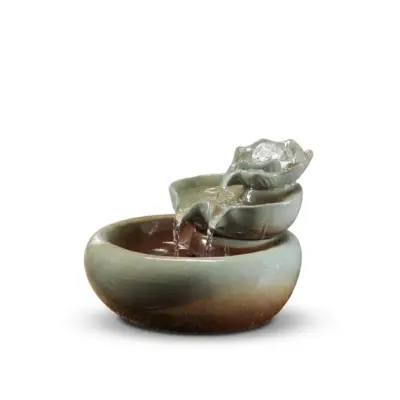 Artisanal Lotus Blossom Zen Ceramic Water Fountain – Customizable Luxury Tiered Waterfall Decor for High-End Hotels and Global Wellness Centers