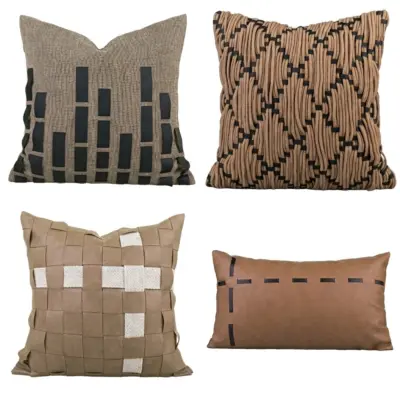 Artisan Earth-Tone Textured Throw Pillow Collection for Luxury Hospitality and High-End Commercial Interiors