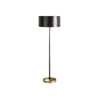 Luxury Modern Minimalist Black Iron Floor Lamp with Premium Fabric Drum Shade for High-End Hospitality, Boutique Hotels, and Designer Lounge Spaces