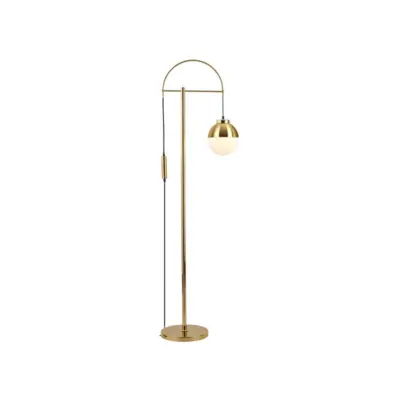 Modern Gold Globe Floor Lamp with Tri-Color Glass Shade