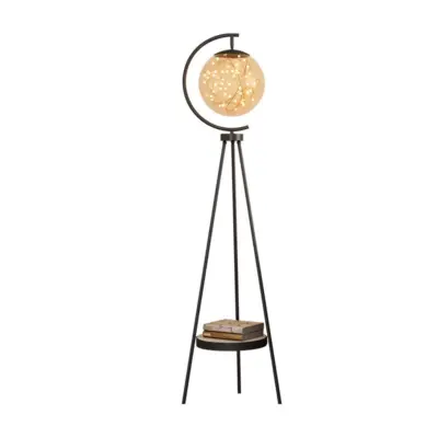 Modern Tripod Floor Lamp with Integrated Storage Shelf
