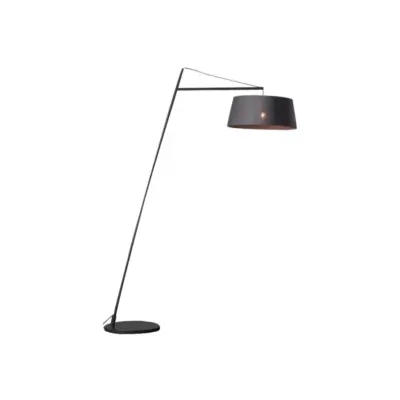 Luxury Cantilever Marble Floor Lamp with Premium Fabric Drum Shade for Upscale Hotel Lobbies and Executive Suites