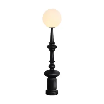 Luxury Modern Minimalist Resin and Glass LED Floor Lamp with Frosted Sphere Diffuser for High-End Hospitality and Boutique Hotel Interior Decor